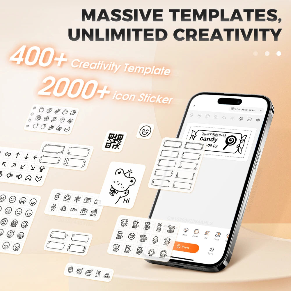 Portable Mini Label Printer D12 Bluetooth Inkless Thermal Printer Connect Phone Edit Printing Self Adhesive Sticker Labeller