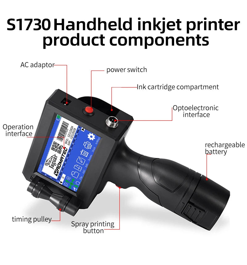 S1730  28 language date number logo expiry date label plastic carton hand jet handheld thermal inkjet printer