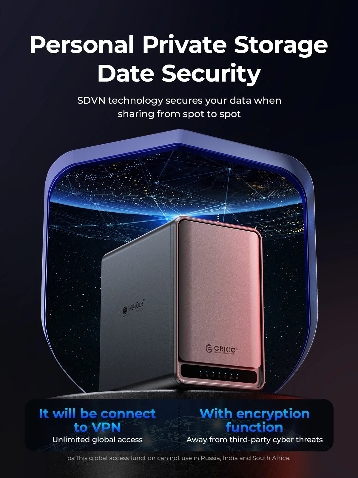 ORICO MetaCube Household Storage Type-C 3.5" HDD Case Dual-bay NAS with Automatic Backup Remote Access with Offline BT Download