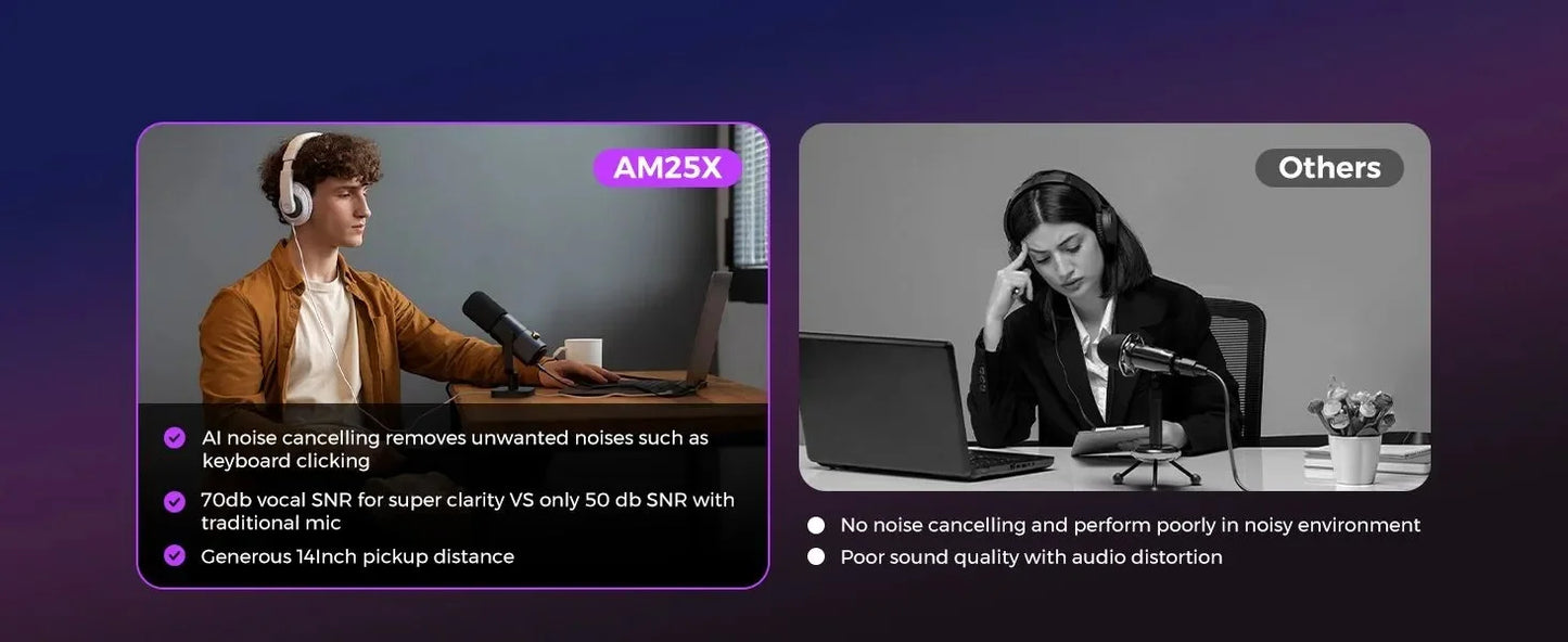 NearStream Condenser USB XLR Microphone Desktop Plug-and-Play Professional Mic pc for Gaming Streaming podcast studio Recording