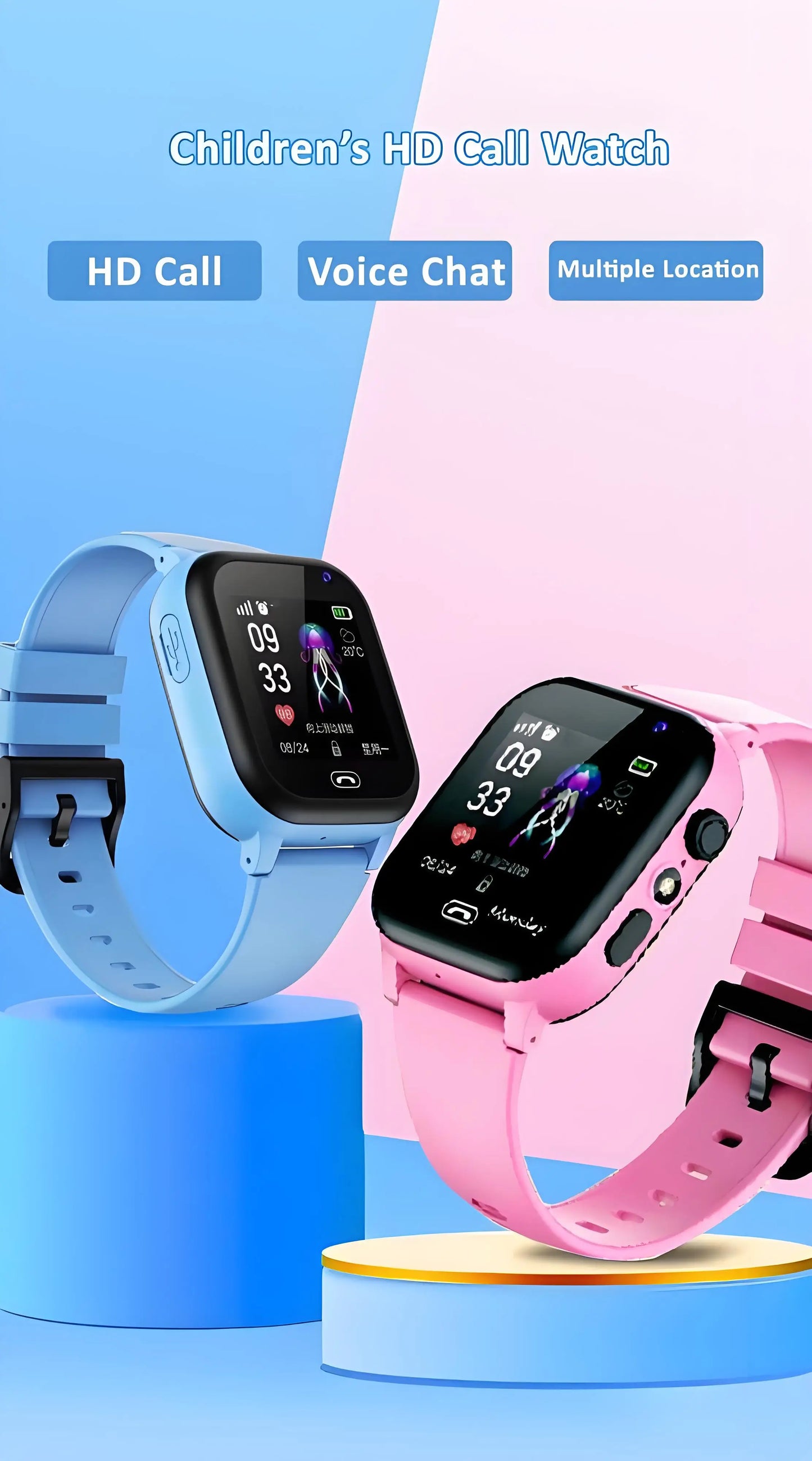 ﻿ 4G Sim Card 2G Internet Kids Smart Watch SOS Call LBS Location Child SmartWatch Camera Waterproof Phone Watch with Sticker