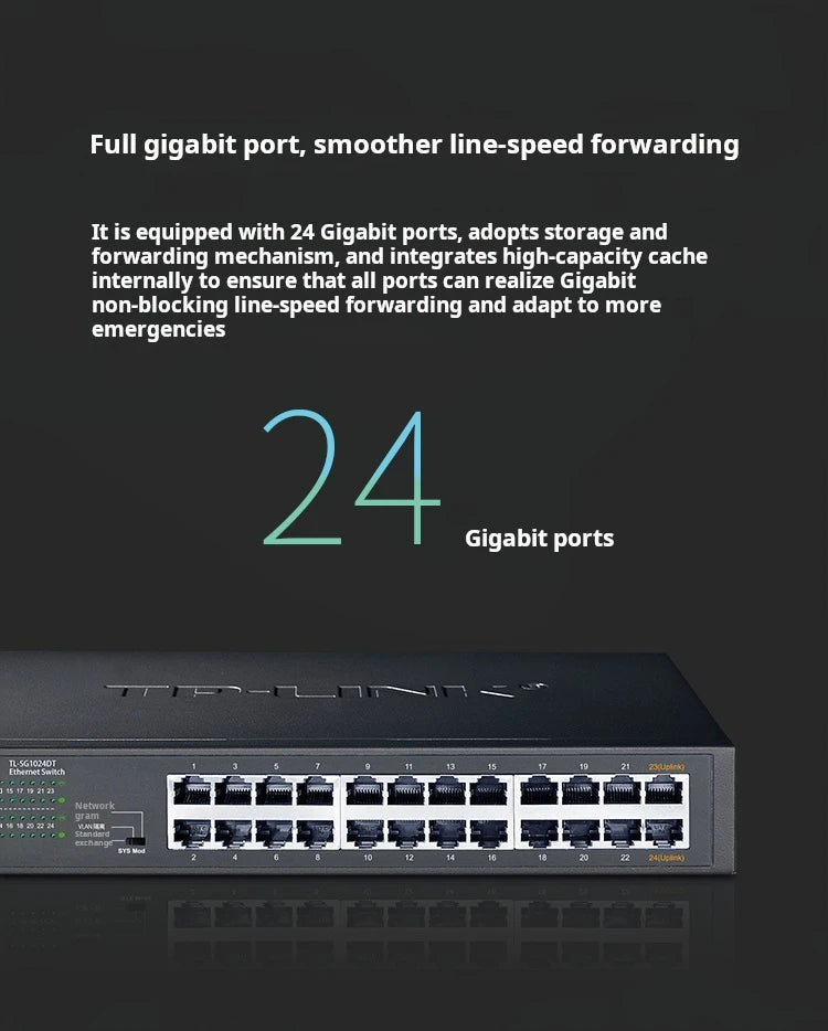 TP-LINK Full-gigabit Network Monitoring 24-port Switch 1000M Network Cable LAN Splitter Ethernet HUB TL-SG1024DT