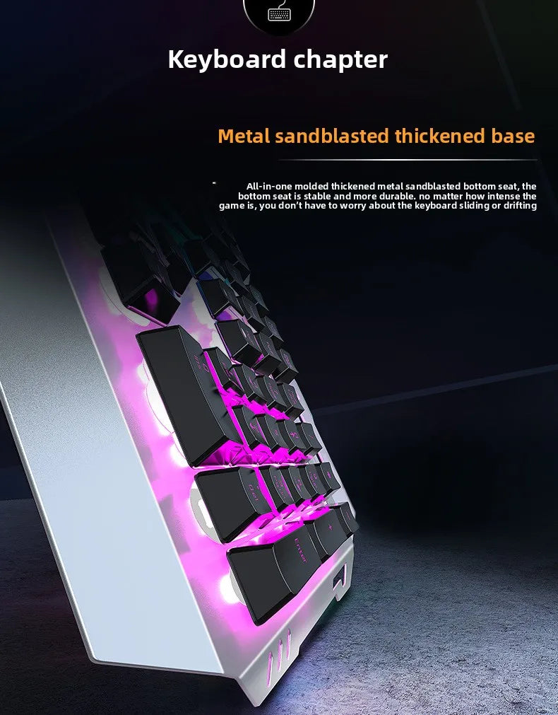 Gaming Wired Mechanical Keyboard Mouse Set Rainbow Glow Backlight 104 Keys Metal Panel Mechanical Keyboard for Laptop Desktop