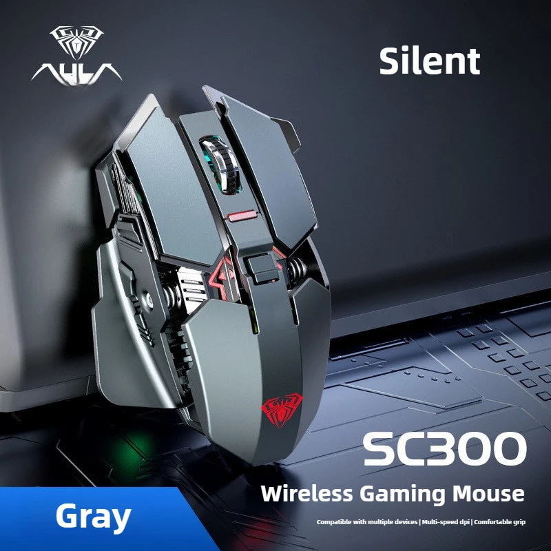 2025 New SC300 Wireless 2.4G Gaming Mouse RGB 3200dpi Rechargeable Silent Mechanical E-sports Mouse for Desktop Computer Laptop