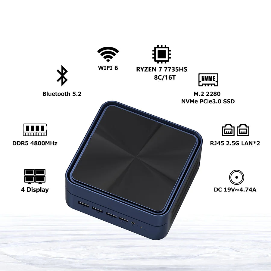 ZXIPC Mini PC Ryzen 7 5800H 6600H 7735HS 4500U DDR4 16GB 512GB Nvme SSD WIFI6 BT5.2 Desktop MINI PC Gamer Computer Four Display