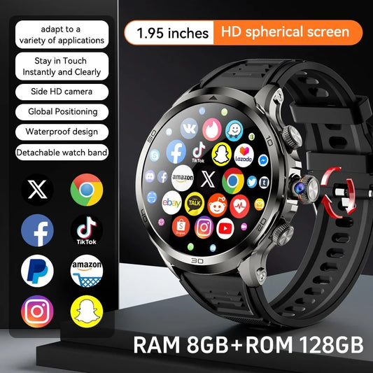 Original H19 Smart Watch Android 10.0 Smartwatch With 190° Rotary Camera GPS WIFI 1.95inch Larger Amoled Screen 256GB Storage