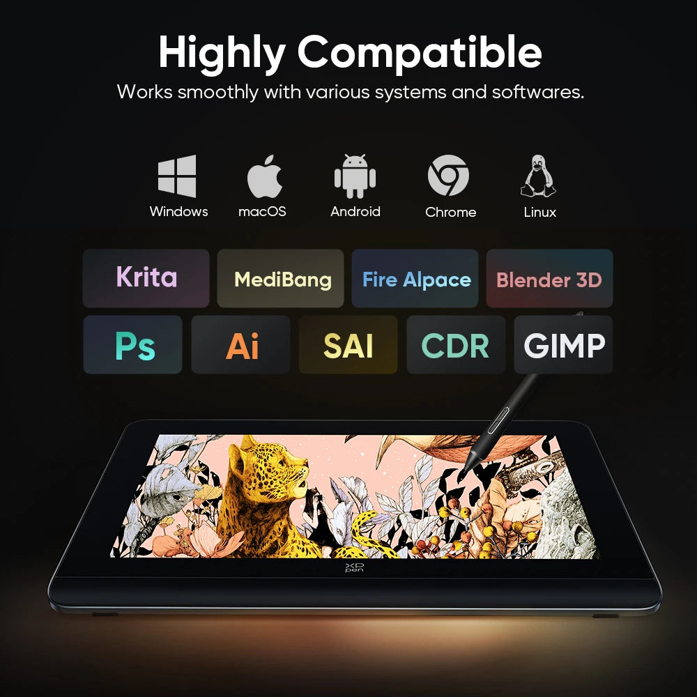 XPPen Artist Pro 16 (Gen 2) Graphics Tablet Monitor 16-inch Drawing Display 16K Pressure Levels 2.5K Resolution Windows Android