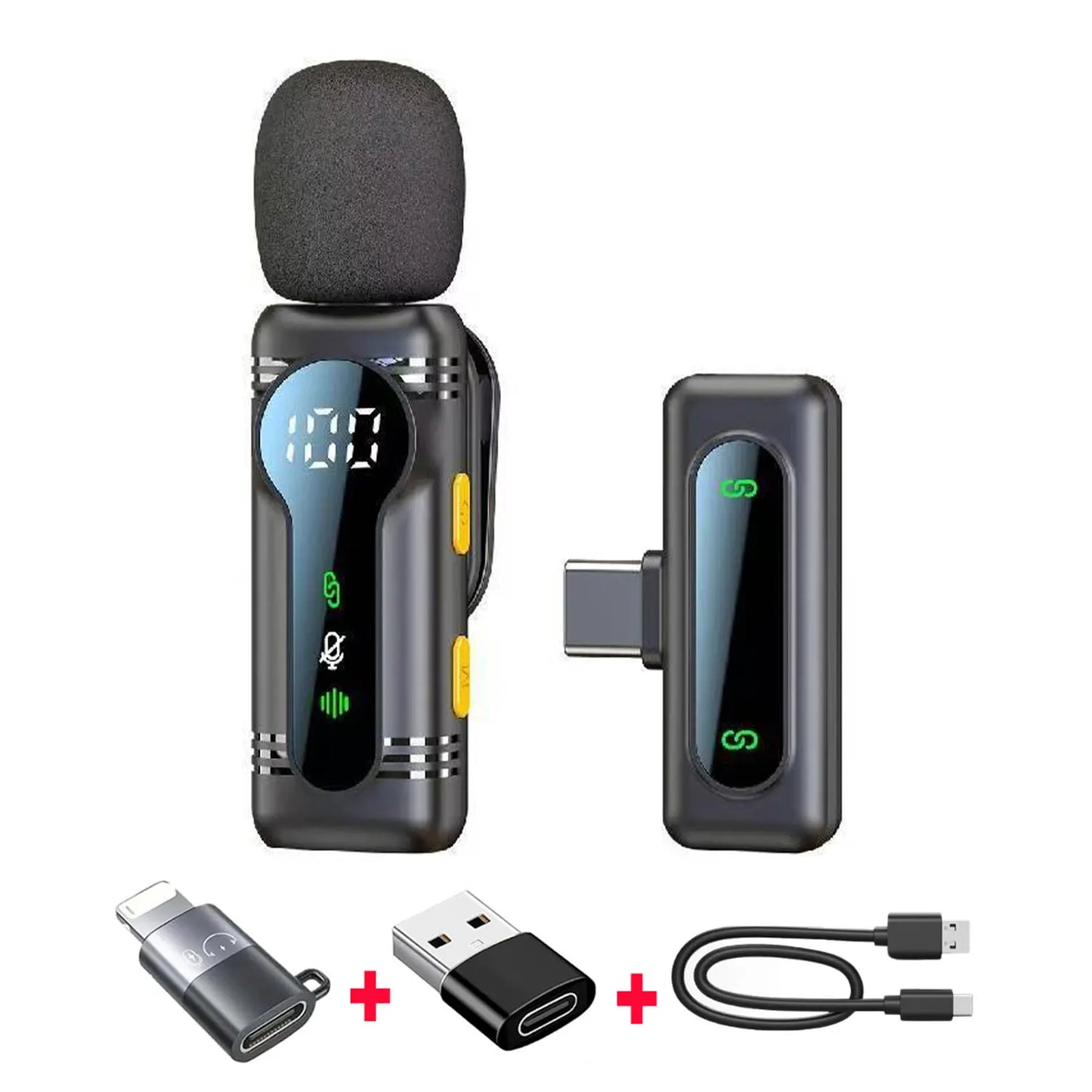 Professional Wireless Lavalier Microphone Noise Cancelling&Magnetic Portable Clip-on Mic for iPhone Android PC Live Interview