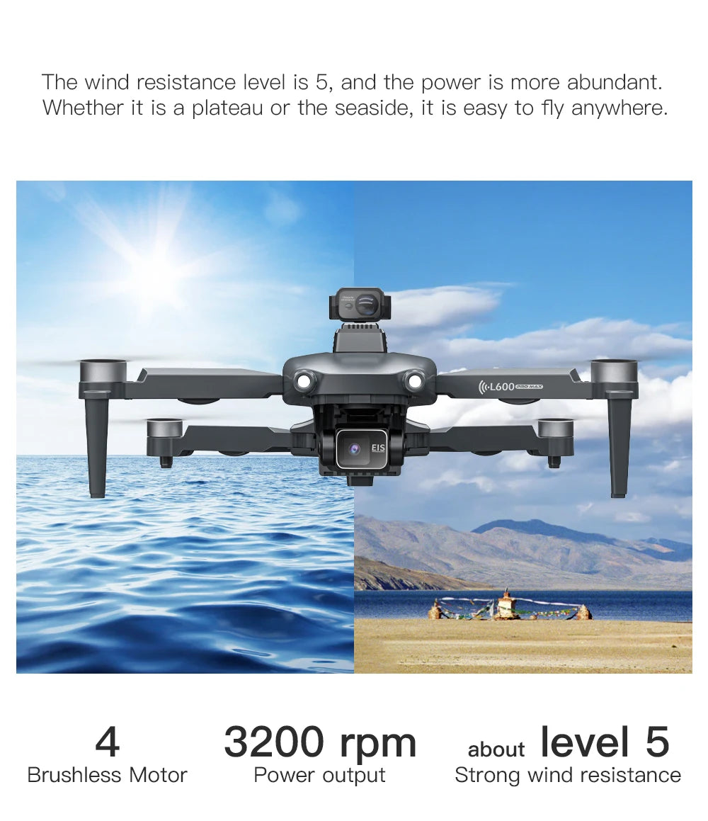2025 L600 PRO MAX GPS Drone 5G Professional 8K HD 3-axis Gimbal Aerial Dual Camera Screen Control Obstacle Avoidance FPV RC Dron