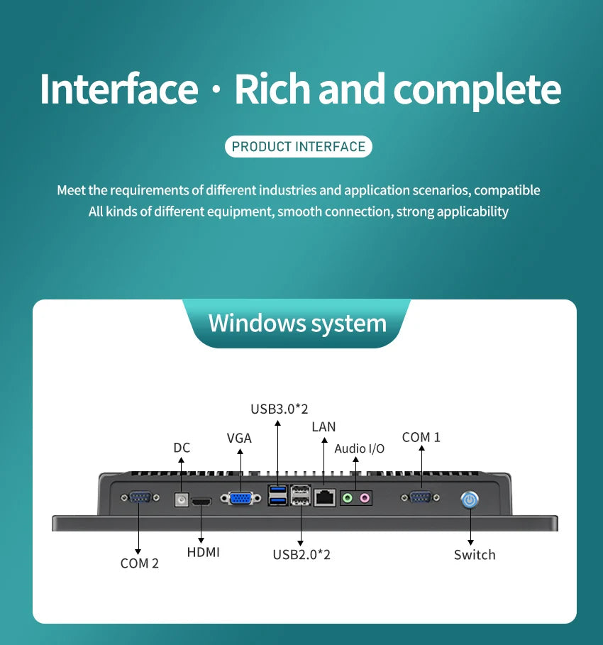 18.5 Inch All in One Capacitive Touch PC Industrial Panel PC VESA Installation 100*100 75*75 MM WIN 10 or 11 OS