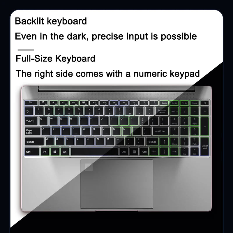 New Ultra Slim 15.6" Laptop N95 32GB RAM 2048GB SSD 7500mAh Battery  Notebook Gamer Office Study Computer PC Windows 11 Pro