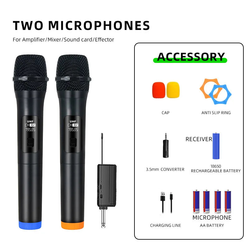 Xiaomi Wireless Microphone 2.4G UHF Fixed Frequency 2 Channels Handheld Micphone For Live Party Karaoke Professional Meeting