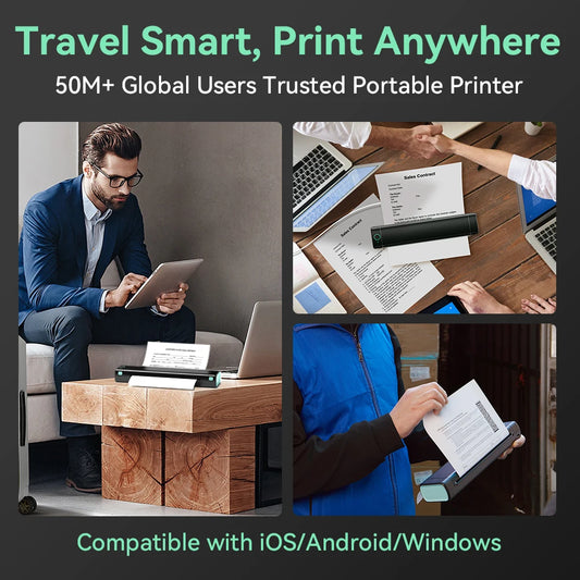 Phomemo M08F Wireless Thermal A4 Printer Bluetooth, Portable Label Maker for Home Office Shipping, Compatible iOS Android PC