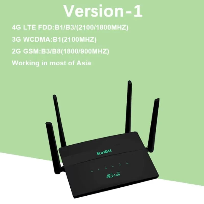 KuWFi 1200Mbps CAT6 Wifi Router Dual Band 2.4G&5G 4G Router Access Point CPE 4 Antenna Hotspot Network Adapter for IP Camera