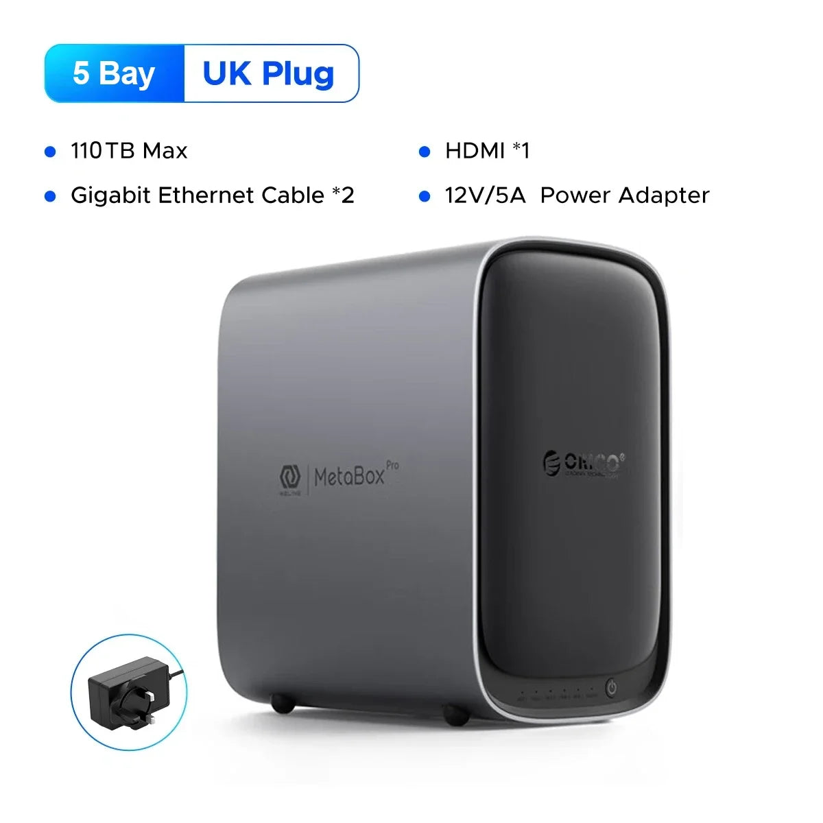 ORICO 2/5 Bay NAS MetaBox Home Storage 3.5" Type-C Network Attached Storage Support Remote Access Share Data Private Cloud