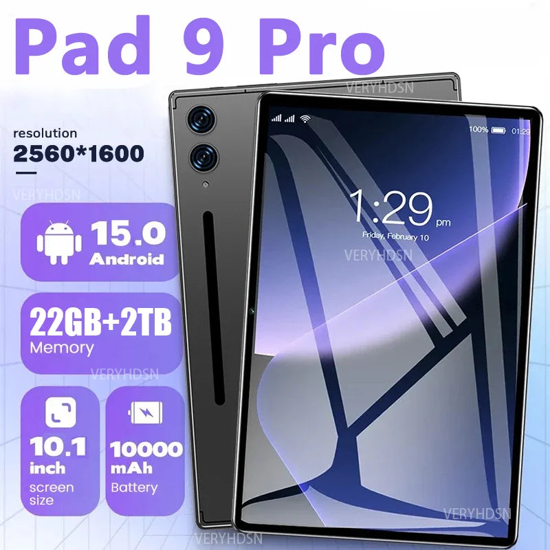 2025 Pad 9 Pro Tablet Android 15 22GB+2T Tablette Snapdragon888 Tablet PC 10000mAh Original Global Version 5G Dual SIM Card WiFi