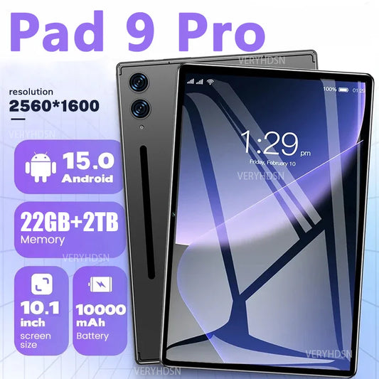 2025 Pad 9 Pro Tablet Android 15 22GB+2T Tablette Snapdragon888 Tablet PC 10000mAh Original Global Version 5G Dual SIM Card WiFi