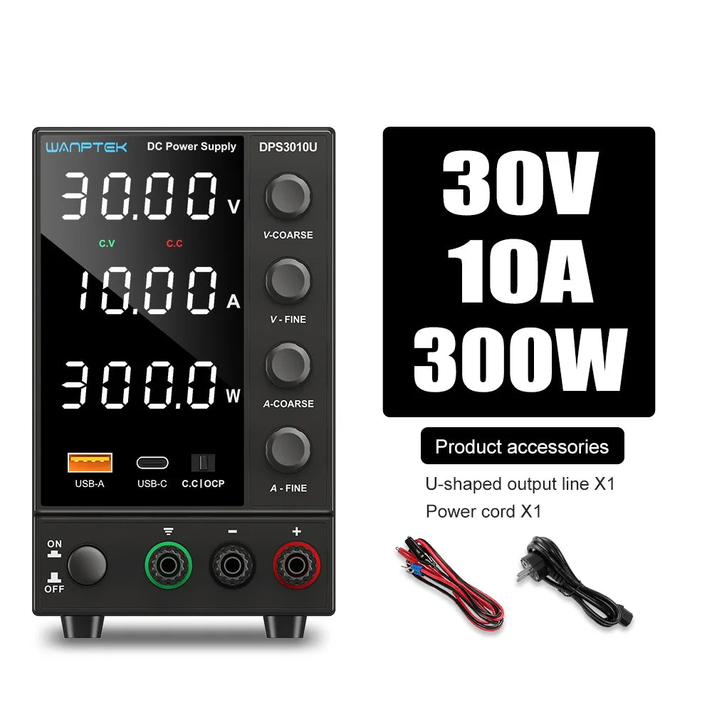 Wanptek DC Power Supply 30V 10A 5A Variable Bench Power Supply Adjustable Lab Power Supply 60V 5A 120V 3A  Voltage Regulator