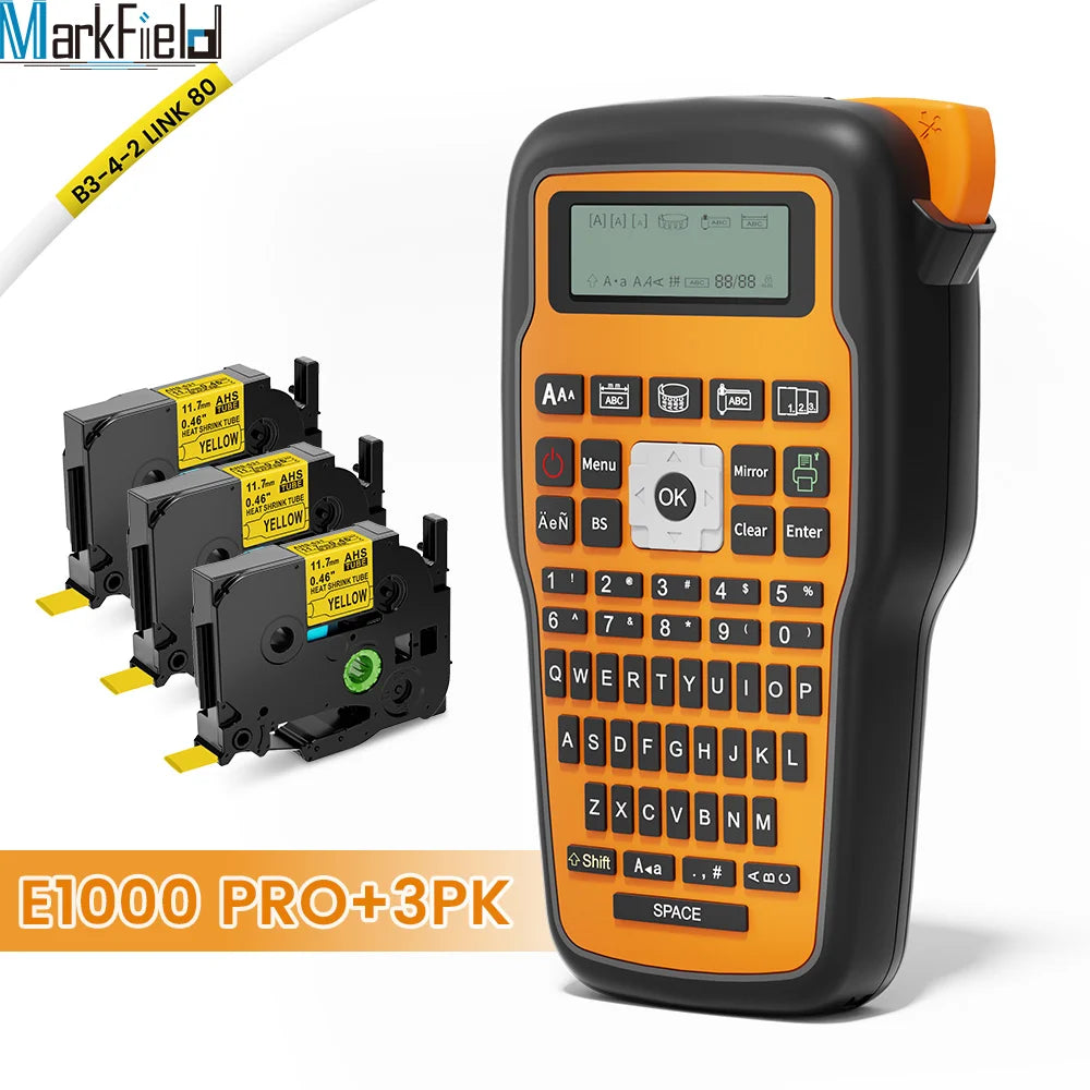 E1000 PRO Portable Label Printer 203dpi Compatible for Brother TZe231 HSE231 FX231 6-12mm Label Maker Machine Industrial Labeler