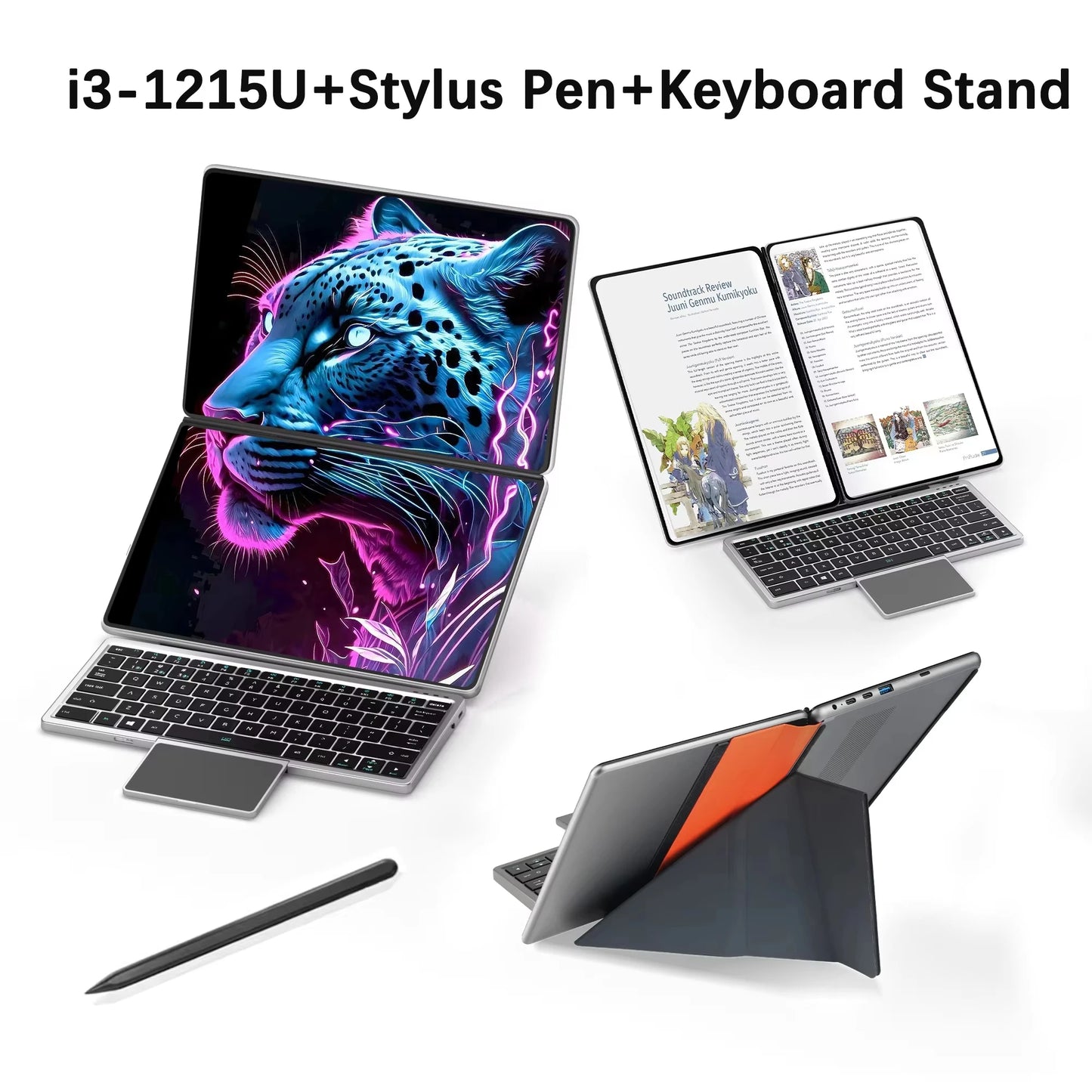 GLF-S2 10.9+10.95 Inch Dual Screen Laptop Intel i3 1215U N100 Touchscreen Notebook WIFI 6 180° flip Win11 Laptop Tablet Computer