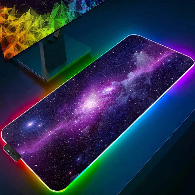 Cool Space Large RGB Mouse Pad Gaming XXL Mousepad LED Mause Pad Gamer Copy Mouse Carpet MausePad PC Desk Pad Mat with Backlit