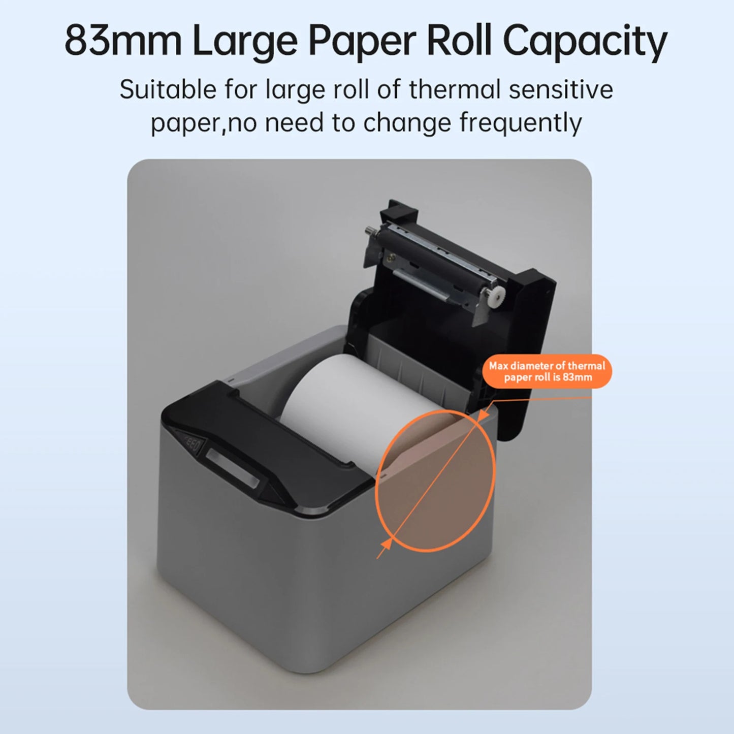USB Receipt Printer Efficient 220mm/s Wall Hanging Wireless Thermal Printer for Grocery Stores