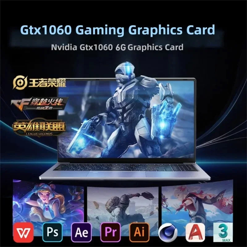 2025 12th Gen Intel Gaming Laptop 15.6" IPS HD Screen 16GB/32GB RAM NVMe PCI-e SSD NVIDIA GTX 1060 6GB GDDR5  Windows 11 Pro