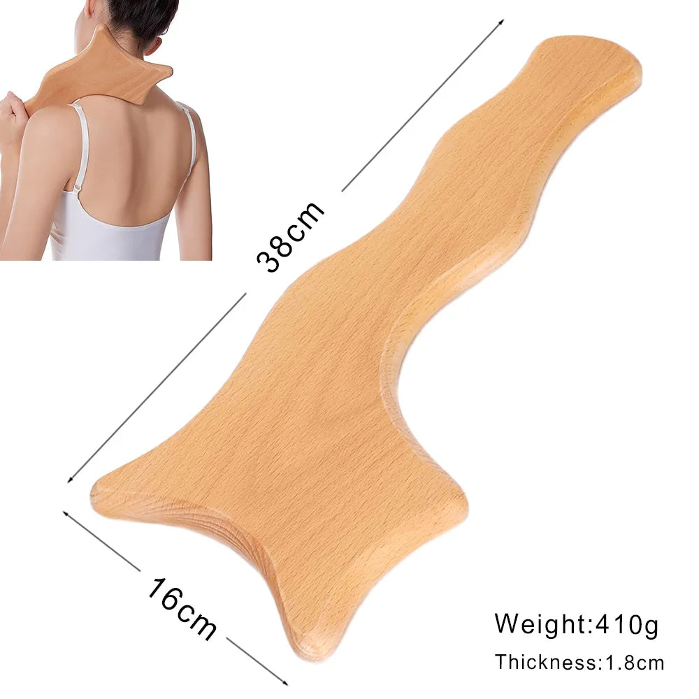 Wood Therapy Massage Tools Gua Sha Board Wooden Scraper Massage Rolls Lymphatic Drainage Tool for Release Cellulite Sore Muscle
