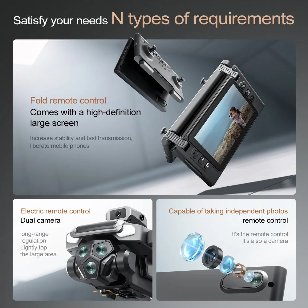 M66 New Folding Drone 4,5" Screen 25 Min Battery 8K Movie Camera Optical Flow Position Aircrafting Obstacle Avoidance Brushless