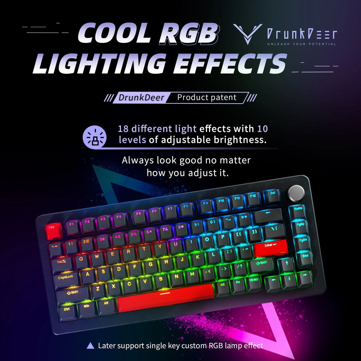 DrunkDeer A75 Pro HE Magnetic Switch Gaming Keyboard Rapid Trigger Wired RGB Mechanical Keyboard Hot-Swap Gasket Mount