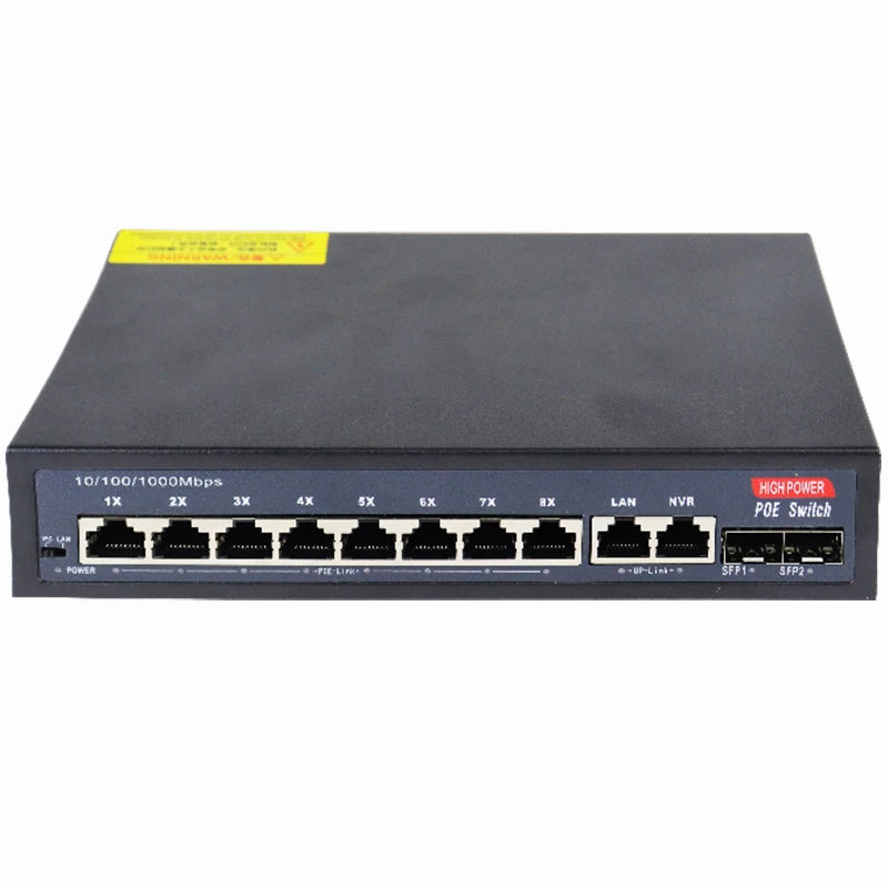 12-Port Gigabit POE RJ45 Ethernet Switch SFP with for 802.3af/at Uplink Unmanaged Plug and Play,for IP Camera/NVR