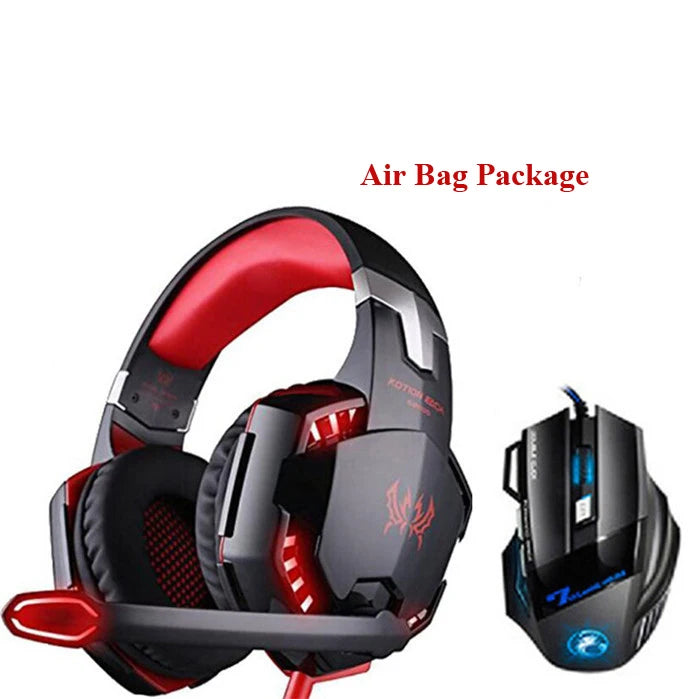 Combination G2000 Gaming Headphones with Microphone Stereo Led Headset + Gaming Mouse for PC Gamer PS4 Notebook Laptop Xbox One