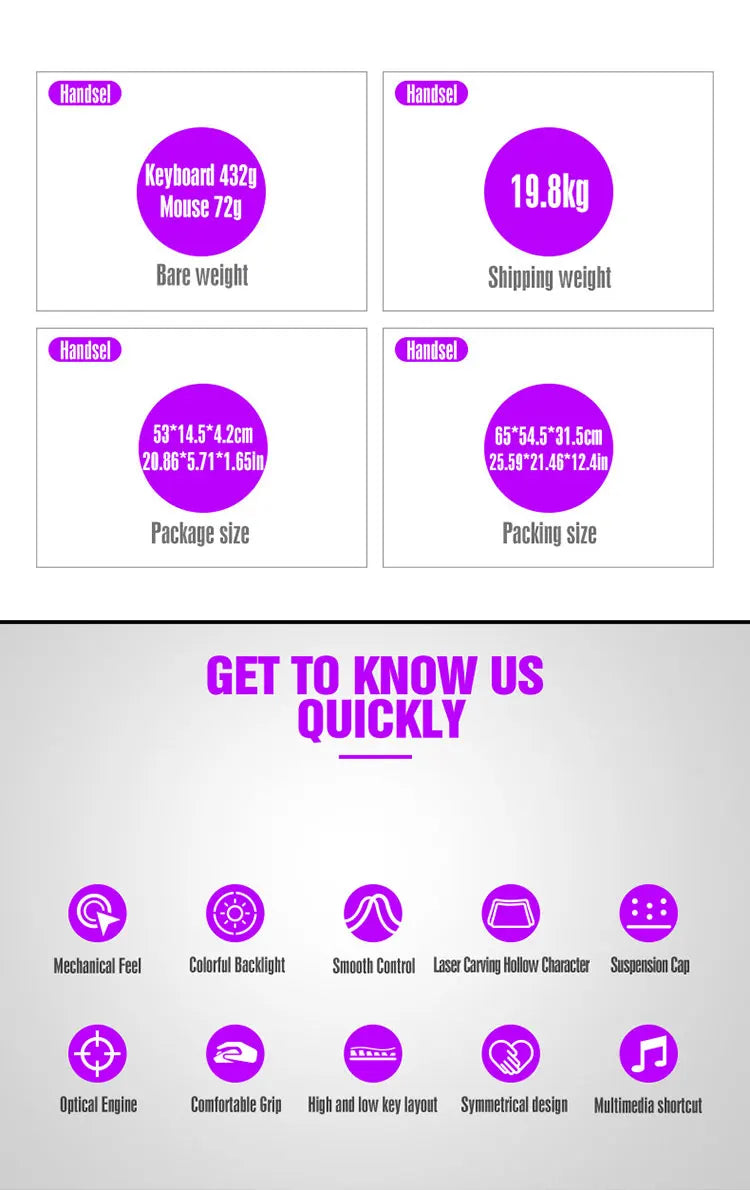 T20 Wired Keyboard Mouse Set 104 Keys RGB Blacklight Multi-function Shortcut USB Wired Gaming Keyboard English Russian Spanish