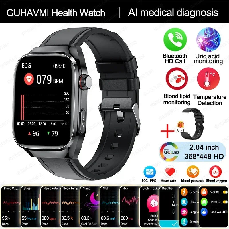 Xiaomi Blood Pressure Uric Acid Body Fat Smartwatch Micro Physical Examination Organ Health Watches Bluetooth Call Smart Watch