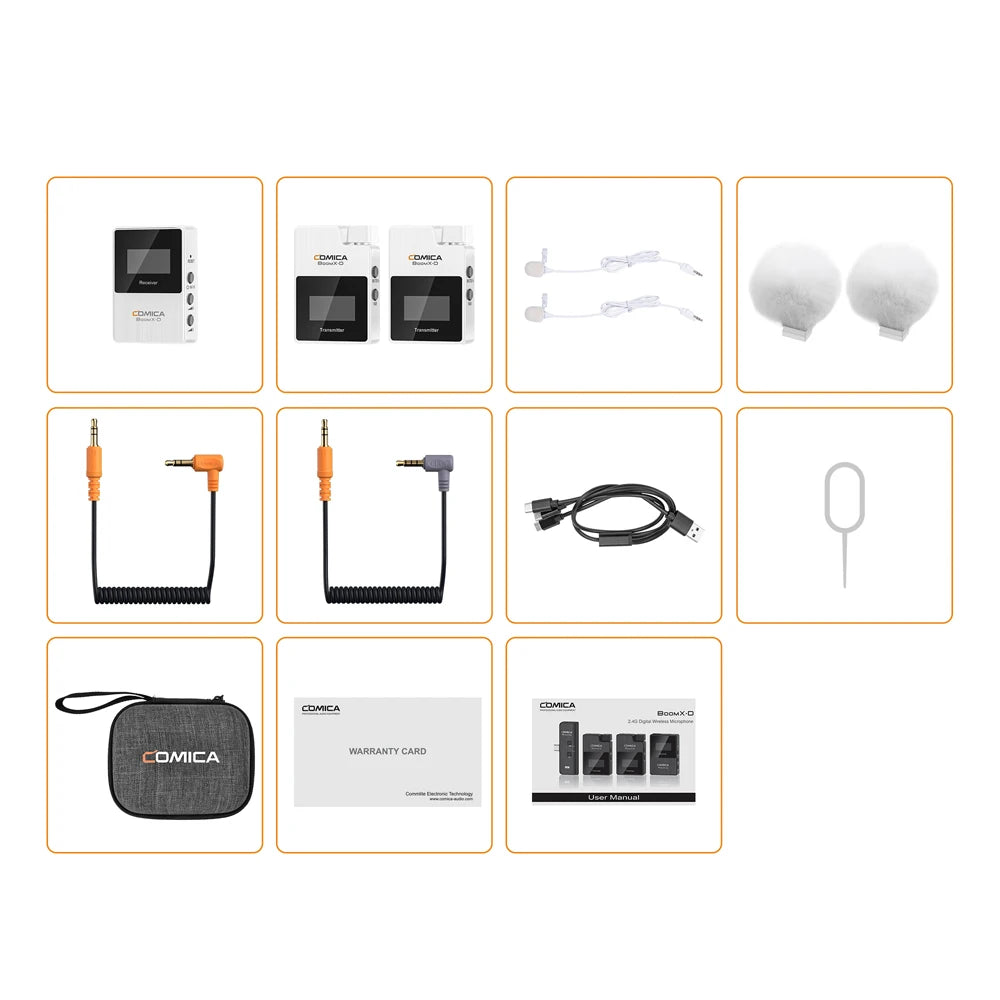 Comica BoomX-D 2.4G Wireless Microphone Dual-channel Lapel Microphone Condenser Lavalier Mic For PC Smartphone Camera Youtube