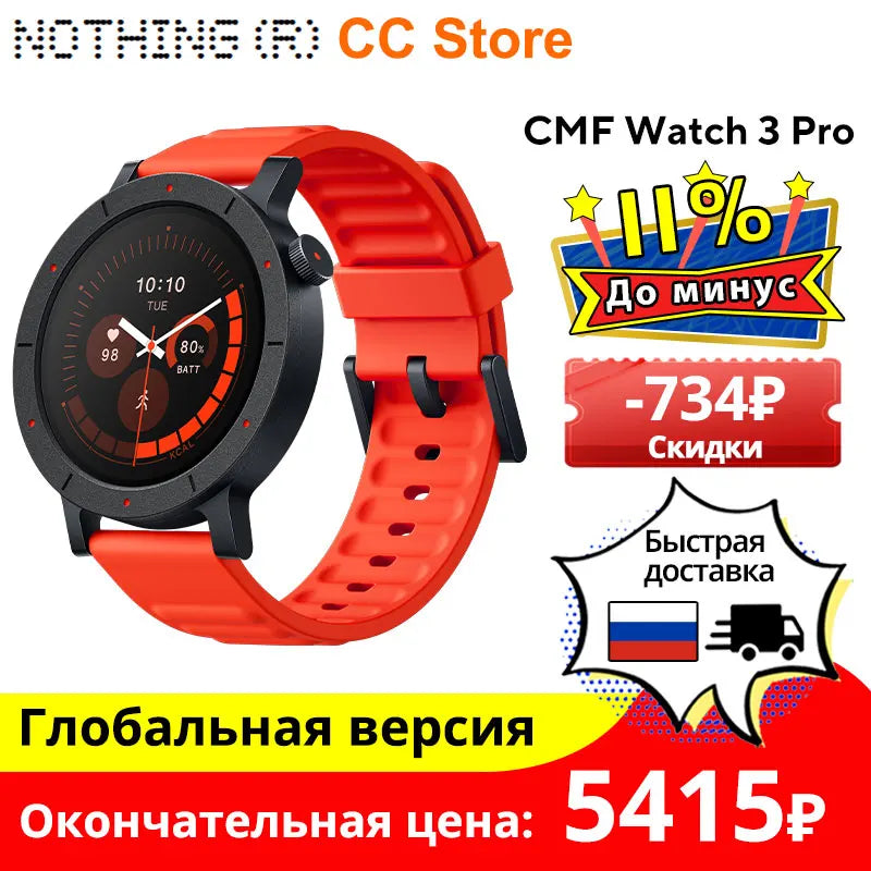 Global Version Nothing CMF Watch 3 Pro 1.43"AMOLED Dual-Band GPS Bluetooth Call smartwatch 131 Sports modes Blood Oxygen Monitor