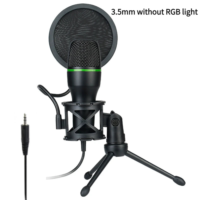 3.5MM/USB Condenser Microphones Professional Microphone Karaoke System Gaming Singing Recording Micro Mic for Computer Laptop