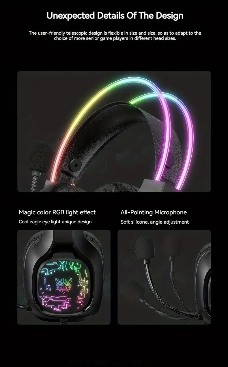 ONIKUMA X22 Gaming Headset RGB Dynamic Lighting Wired Over-Ear Adjustable Headphones With Mic 50MM For PC PS4 Xbox PS5 Gift