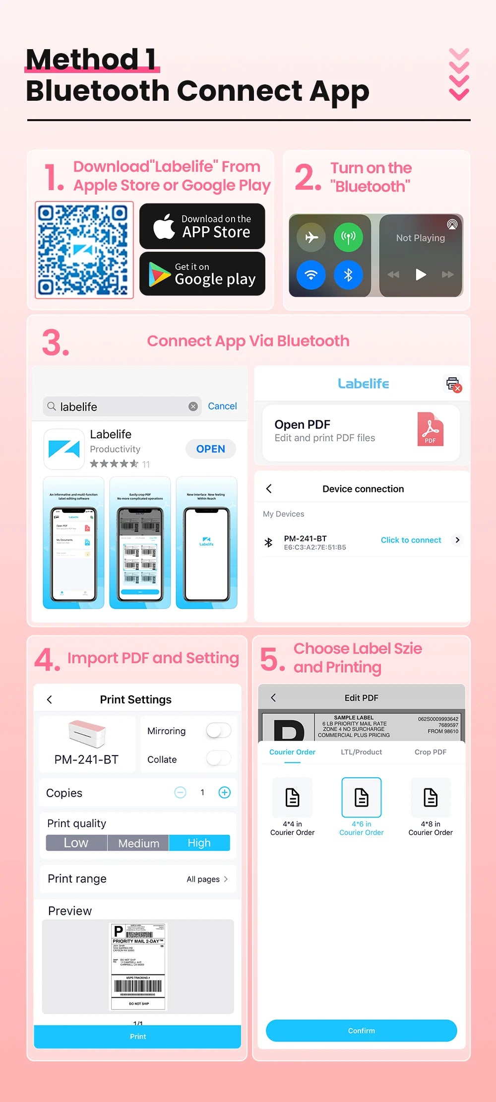 【Droshipping】Phomemo PM-241-BT Shipping Label Printer 4X6 Wireless Shipping Labels Printer for Small Business