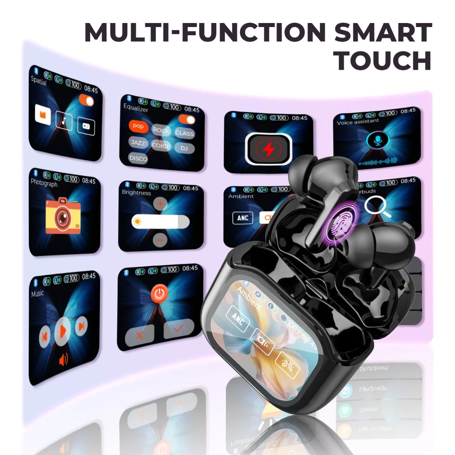 Touch Screen Translation Headphones 144 Languages Two-Way Real Time Translator Headsets Travel Business Bluetooth Earbuds