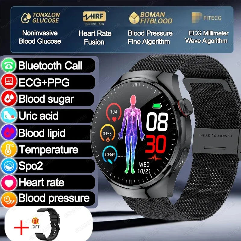 Xiaomi New Medical Grade Smart Watch Blood Sugar Blood Lipid Uric Acid ECG+PPG Body Temperature Bluetooth Call Health Smartwatch