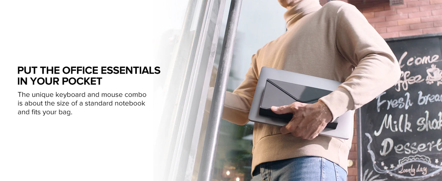 Delux Folding Keyboard Mouse Set Wireless Ultra Slim Portable Silent Kit Multi-Device Support For Windows Android IOS System