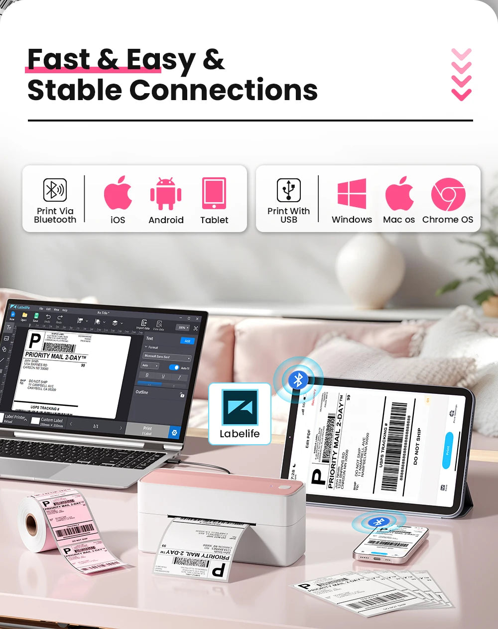 【Droshipping】Phomemo PM-241-BT Shipping Label Printer 4X6 Wireless Shipping Labels Printer for Small Business