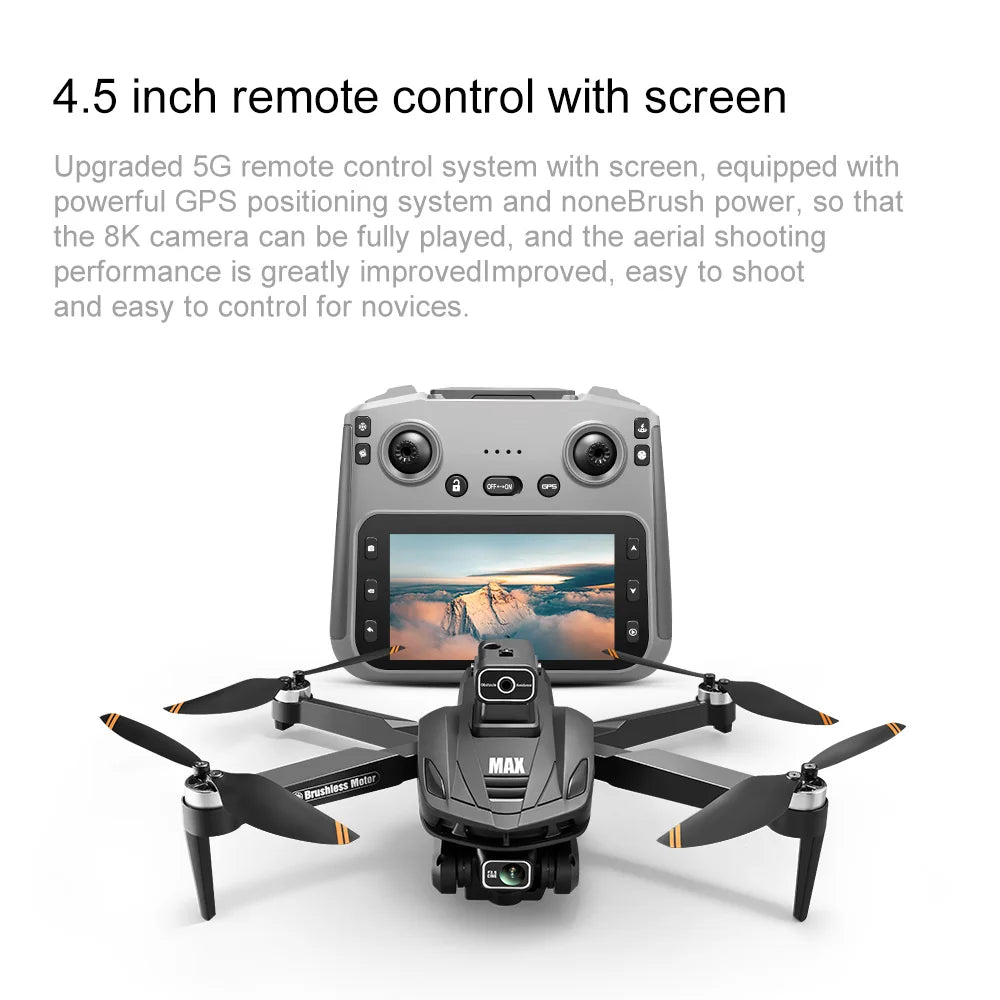 2025 New V168 Max Drone 8K Professional 5G GPS HD Dual Camera Photography 5KM Brushless Foldable Large Screen RC Quadcopter Toys