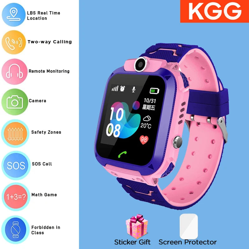 ﻿ 4G Sim Card 2G Internet Kids Smart Watch SOS Call LBS Location Child SmartWatch Camera Waterproof Phone Watch with Sticker