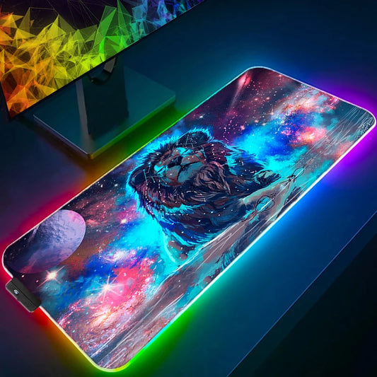 Cool Space Large RGB Mouse Pad Gaming XXL Mousepad LED Mause Pad Gamer Copy Mouse Carpet MausePad PC Desk Pad Mat with Backlit