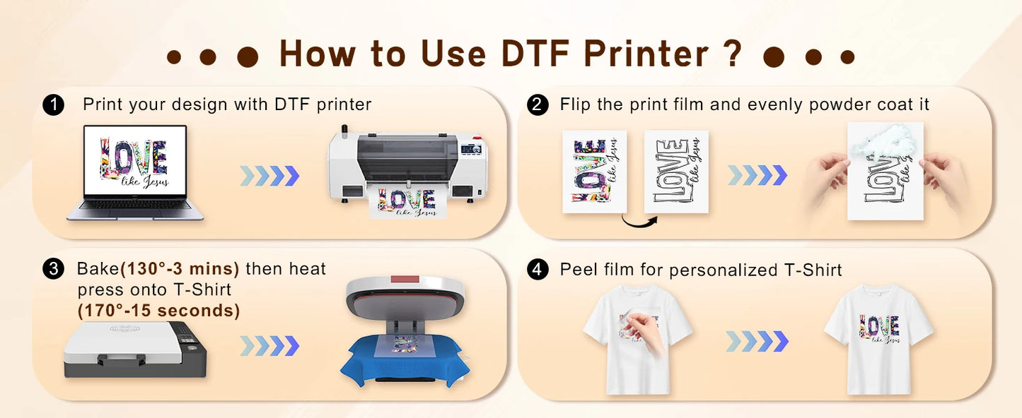A3 DTF Printer with Powder Shaker 13Inch Direct to Film Printer for Epson XP600 T-Shirt Printing Machine DTF Printer for Clothes