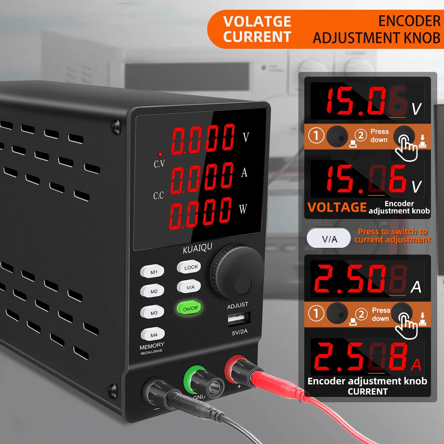 30V10A Programmable DC Power Supply Adjustable Bench Power Supply,M1-M4 Storage, Fast Output, Preset Voltage Current,60V 120V