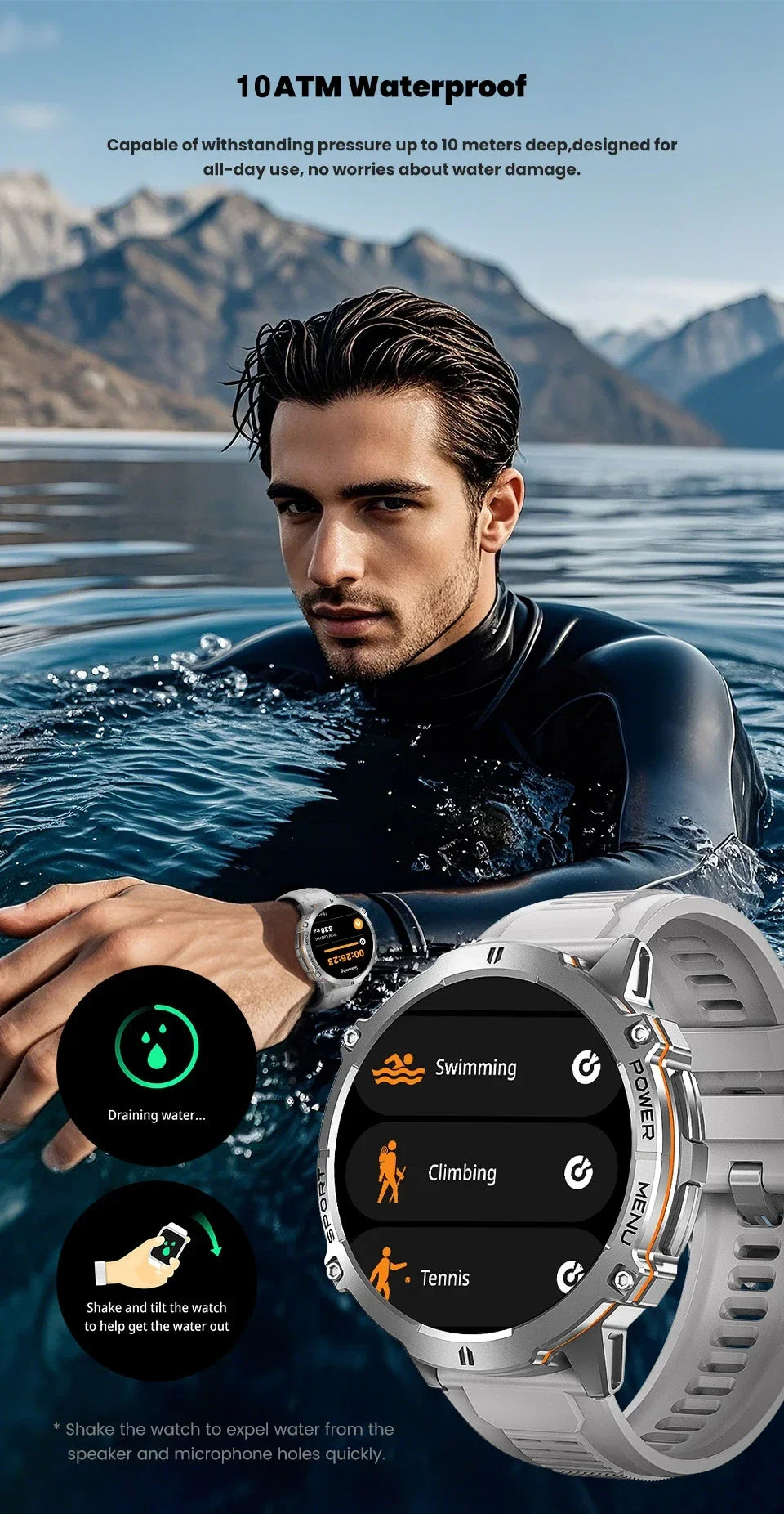 Xiaomi 2026 battery AMOLED screen Outdoor sports smartwatch men's watch compass 10ATM waterproof Bluetooth call smartwatch