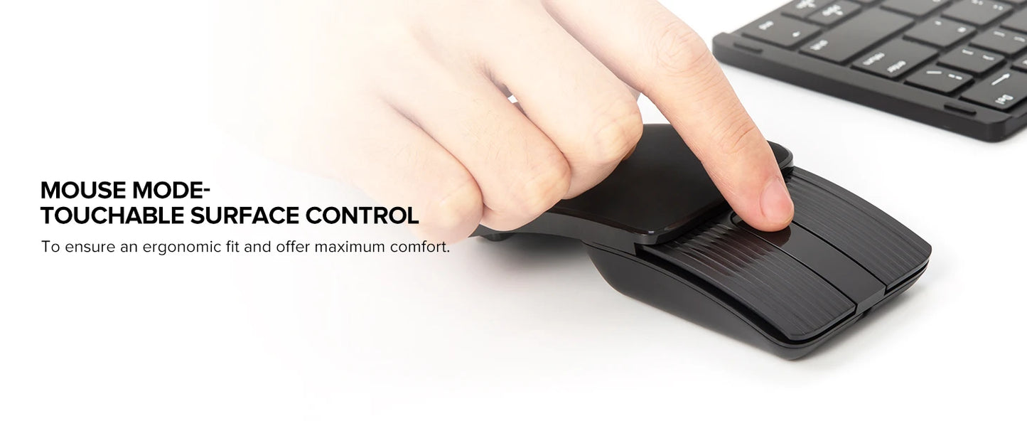 Delux Folding Keyboard Mouse Set Multi Function Ultra Slim Portable Bluetooth Silent Combo Multi-Device for PC Laptop Tablet